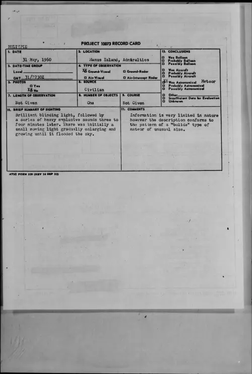 First page of 1960.05 - 7812904 - Manus Island, Admiralties