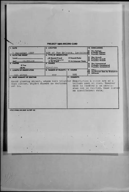 First page of 1957.11 - 7230953 - SSW of New Orleans, Louisiana