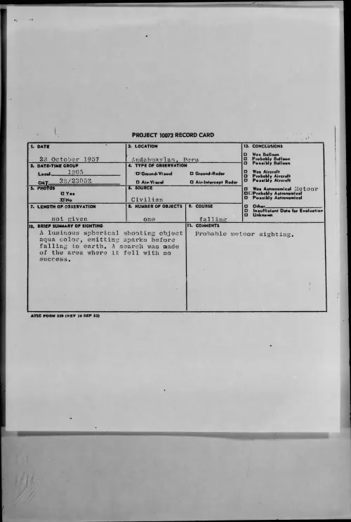 First page of 1957.10 - 7228351 - Andahuaylas, Peru
