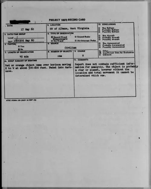 First page of 1960.05 - 7812554 - SW of Albans, West Virginia