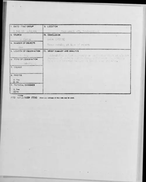 First page of 1953.02 - 9550063 - Pepperrell AFB, Newfoundland