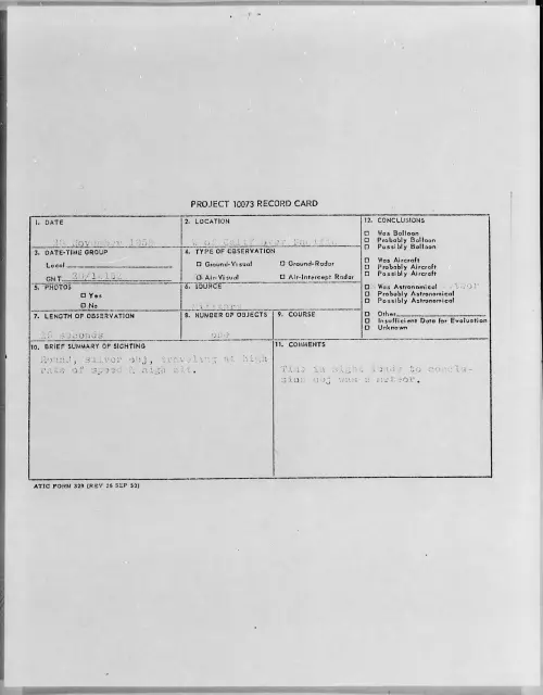 First page of 1958.11 - 7202706 - W Of Calif Over Pacific