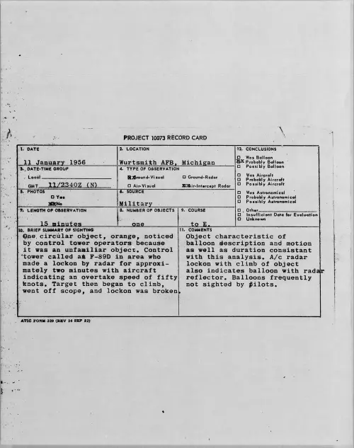 First page of 1956.01 - 7340267 - Wurtsmith AFB, Michigan