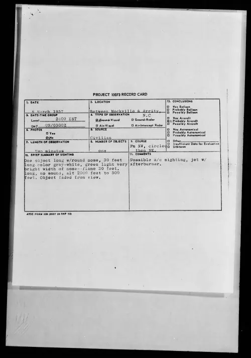 First page of 1957.03 - 6787105 - Between Mockville and Arrity, N.C