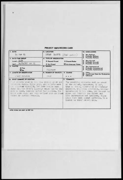First page of 1961.04 - 8676303 - 1834N 14257E (FAR EAST)