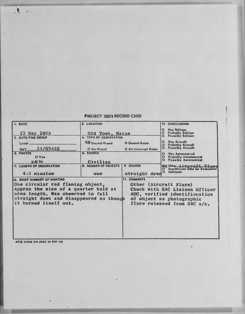 First page of 1955.05 - 6960701 - Old Town, Maine