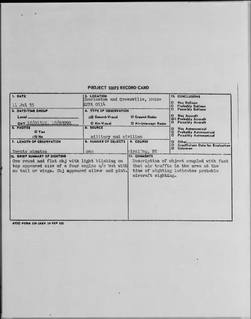 First page of 1955.07 - 6969144 - Charleston and Greenville, Maine HJFA 0114