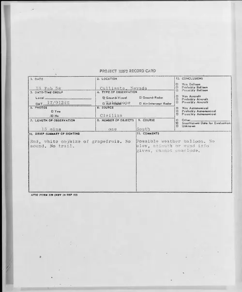 First page of 1958.02 - 6960644 - Calliente, Nevada