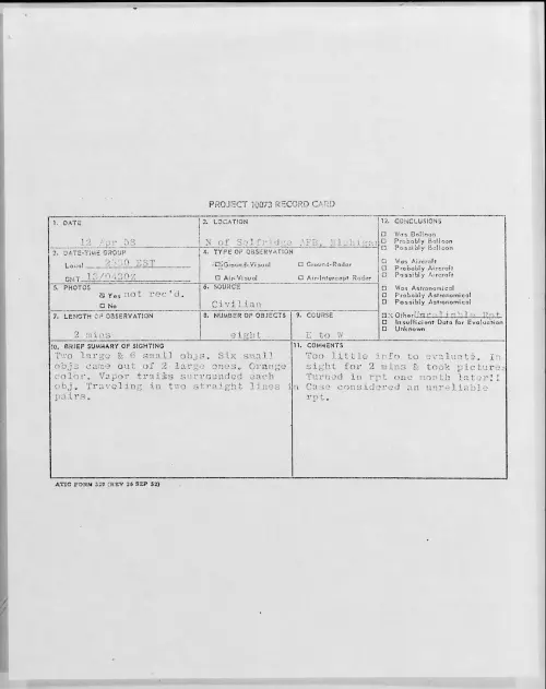 First page of 1958.04 - 6967577 - N of Selfridge AFB, Michigan