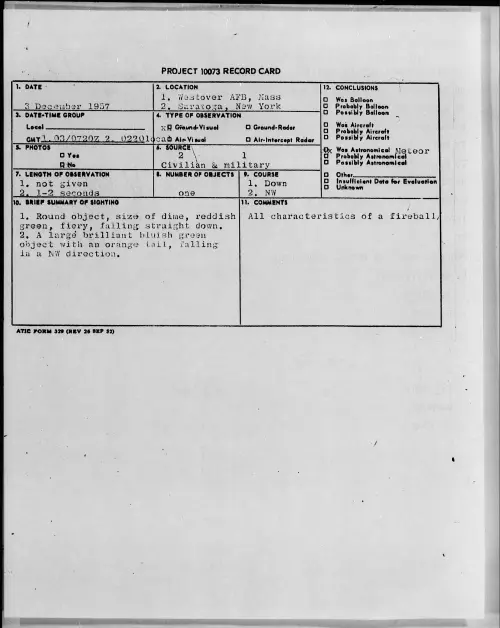 First page of 1957.12 - 6966781 - Westover AFB, Mass
