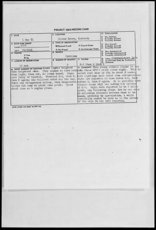 First page of 1961.05 - 8681214 - Silver Grove, Kentucky