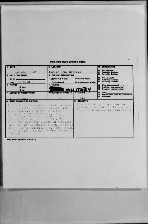 First page of 1957.11 - 6779849 - Turner AFB, Georgia