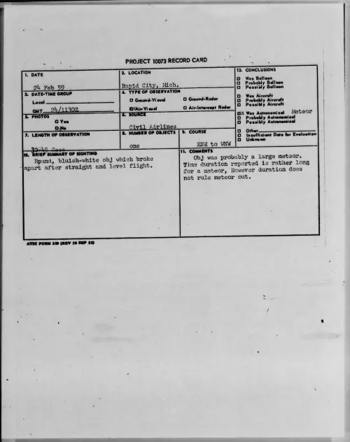First page of 1959.02 - 9079151 - Rapid City, Mich