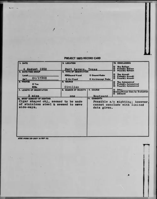 First page of 1958.08 - 8860190 - Port Lavaca, Texas