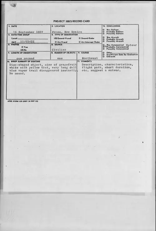 First page of 1957.09 - 7228699 - Pecos, New Mexico