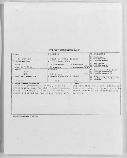 First page of 1958.02 - 6960579 - West of Wake Island