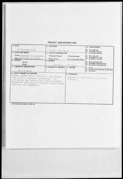 First page of 1954.12 - 6964043 - Foster AFB, Texas