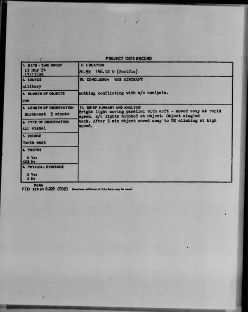 First page of 1954.05 - 6781601 - 26.5N 146.12W (Pacific)