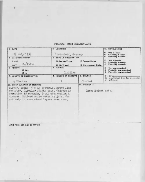 First page of 1954.07 - 8715258 - Diedesfeld, Germany