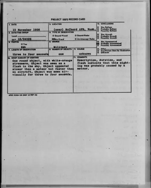 First page of 1956.11 - 7073852 - (near) McChord AFB, Wash