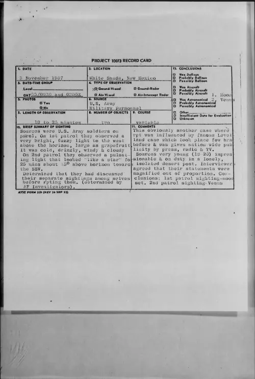 First page of 1957.11 - 7228923 - White Sands, New Mexico