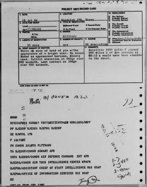 First page of 1958.07 - 8850851 - Randolph AFB, Texas