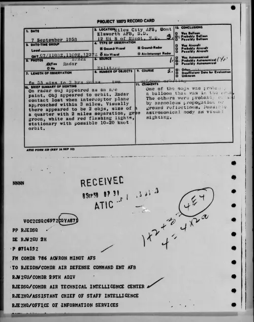 First page of 1958.09 - 8868074 - Wiles City AFS