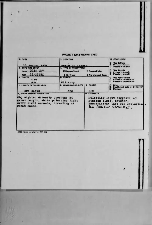 First page of 1958.08 - 8863332 - North Of Azores