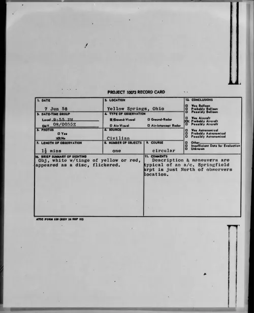 First page of 1958.06 - 8847045 - Yellow Springs, Ohio