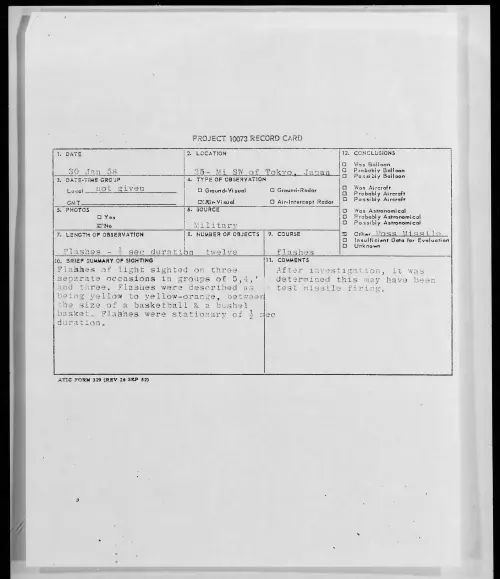 First page of 1958.01 - 6959657 - 25- Mi SW of Tokyo, Japan
