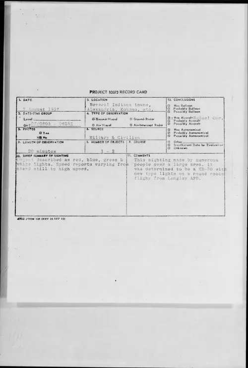 First page of 1957.08 - 6966547 - Several Indiana towns, Alexandria, Kokomo, etc