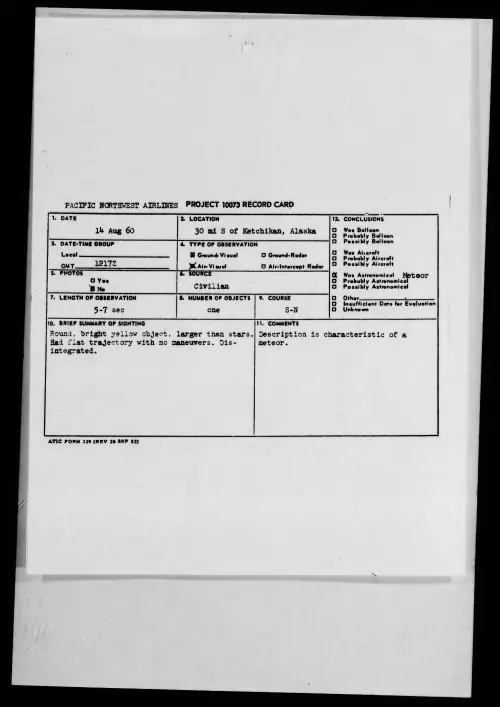 First page of 1960.08 - 7820274 - 30 mi S of Ketchikan, Alaska