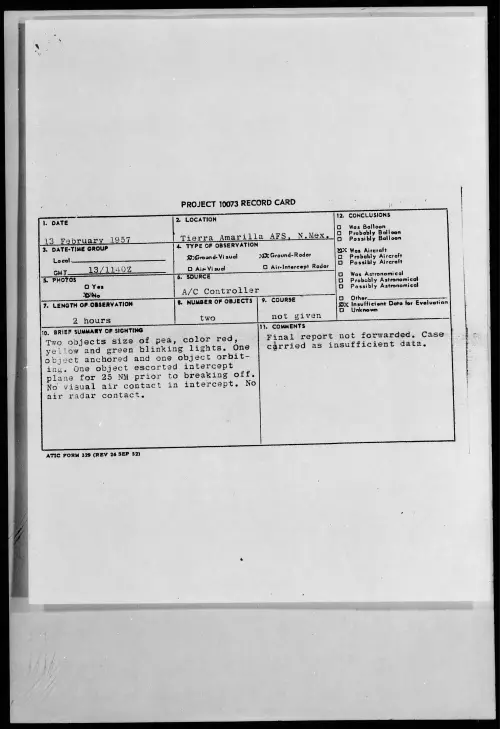 First page of 1957.02 - 6786756 - Tierra Amarilla AFS, N. Mex