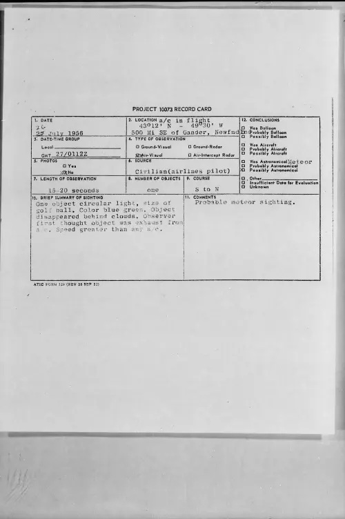First page of 1956.07 - 6787440 - 43dgr12'N-49dgr30'W 500 Mi SE of Gander, Newfndlnd
