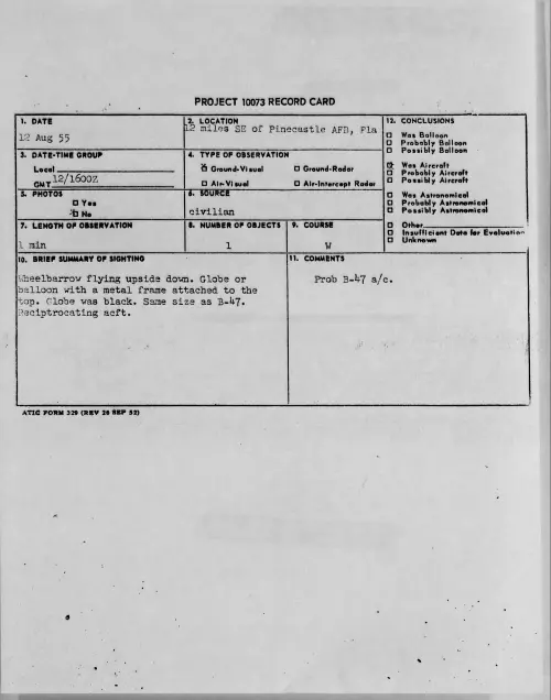 First page of 1955.08 - 6971856 - 12 miles SE of Pinecastle AFB, Fla