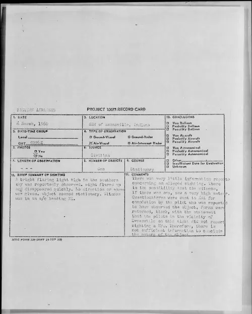 First page of 1960.03 - 6970894 - SSW Of Evansville, Indiana