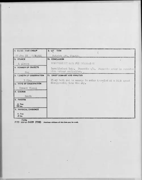 First page of 1953.01 - 9544508 - Patrick AFB, Florida