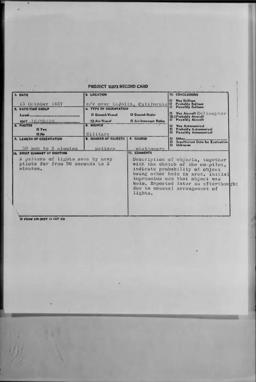First page of 1957.10 - 6972516 - a-v over LaJolla, California