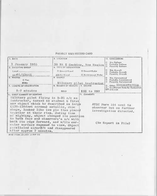 First page of 1955.01 - 6965163 - 30 Mi E Cochise, New Mexico