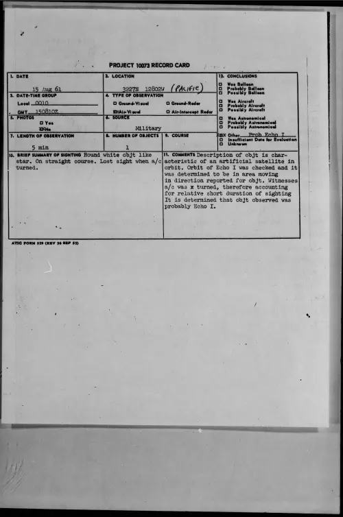 First page of 1961.08 - 8299664 - 3227N 12802W (PACIFIC)