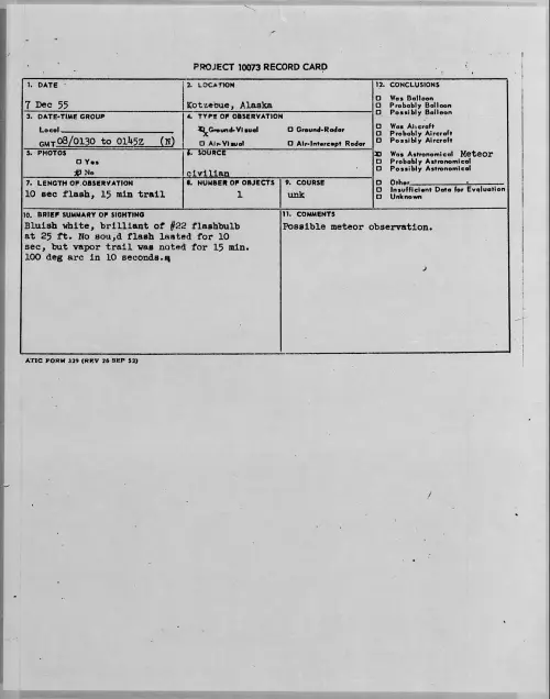 First page of 1955.12 - 7340010 - Kotzebue, Alaska