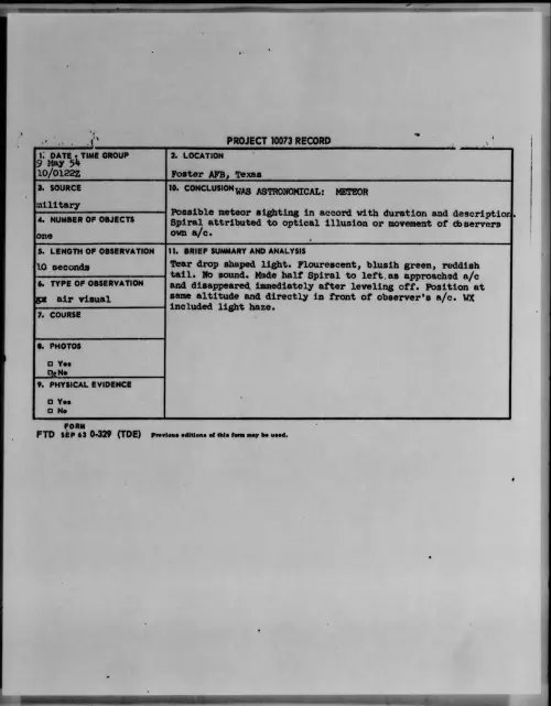 First page of 1954.05 - 6781441 - Foster AFB, Texas