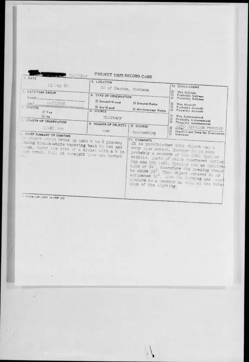 First page of 1960.09 - 8227839 - SW of Nashua, Montana