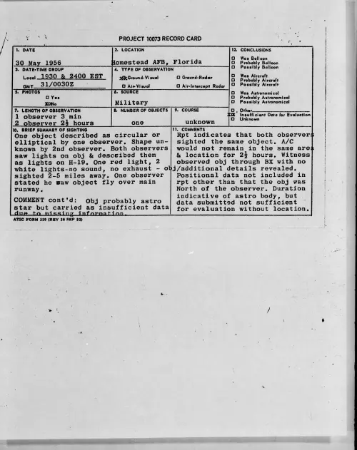 First page of 1956.05 - 6786157 - Homestead AFB, Florida