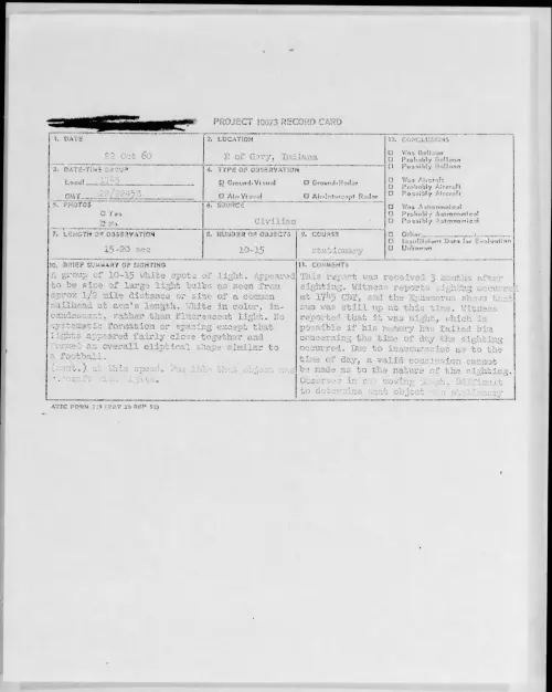 First page of 1960.10 - 8235461 - E of Gary, Indiana