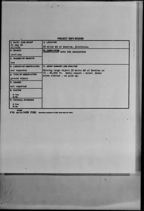 First page of 1954.05 - 6781726 - 50 miles SW of Needles, California