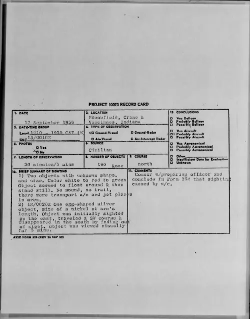 First page of 1956.09 - 7070957 - Bloomfield, Crane and Vincinnes, Indiana