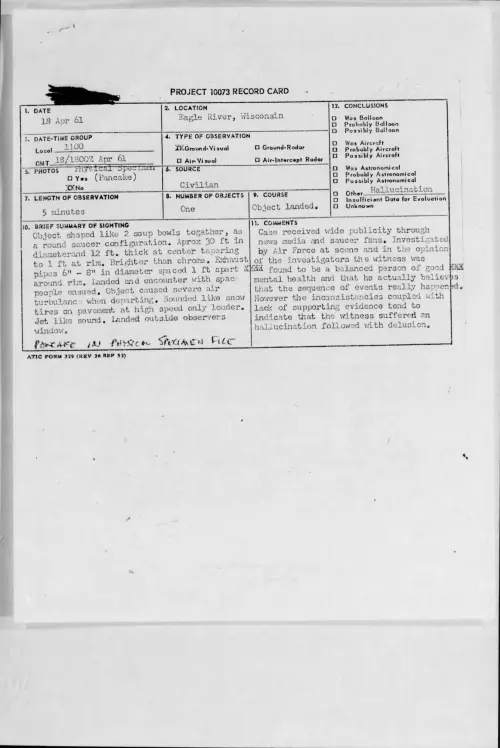 First page of 1961.04 - 8678617 - Eagle River, Wisconsin