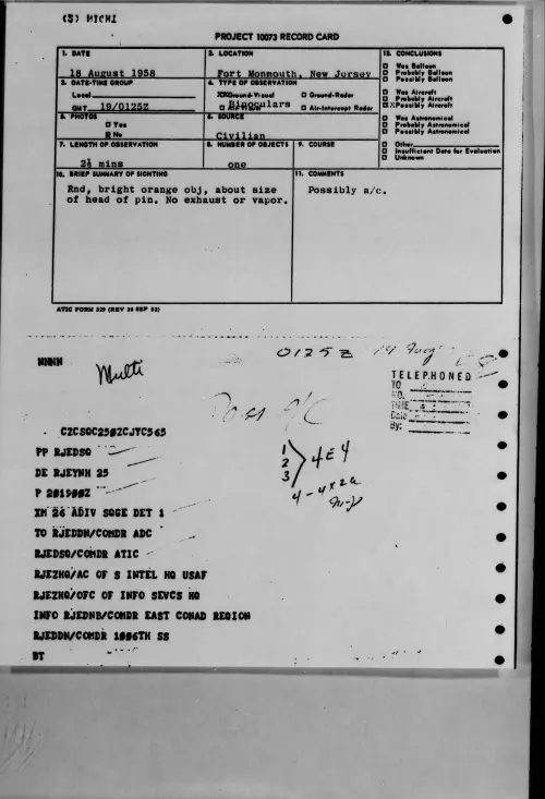 First page of 1958.08 - 8864222 - Fort Monmouth, New Jersey
