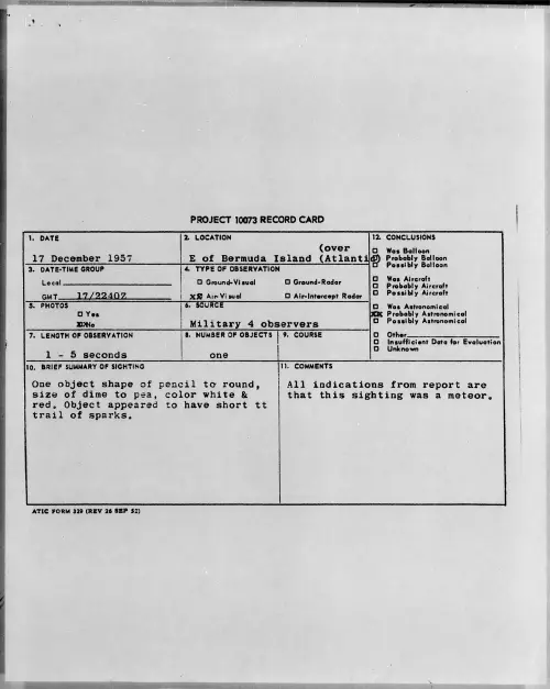 First page of 1957.12 - 6970746 - E Of Bermuda Island (over Atlantic)
